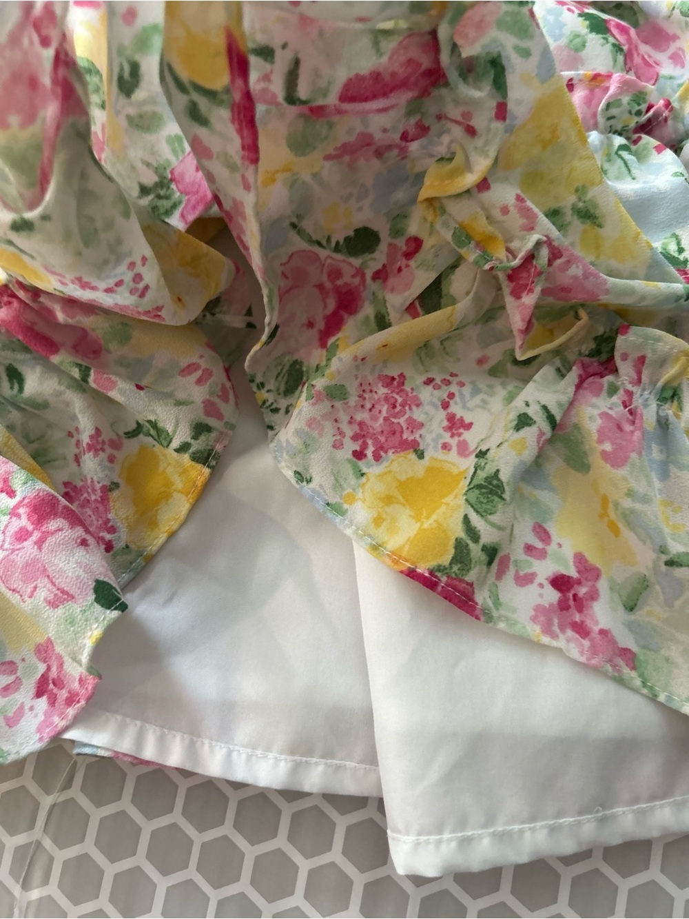 Janie and Jack Floral Ruffle Dress in Pink, Yellow & Green Petticoat Size 3 - Picture 4 of 7